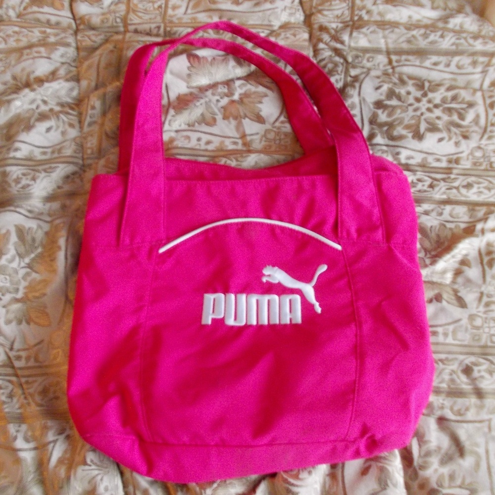 PUMA Fuchsia Pink and White Athletic Tote Bag